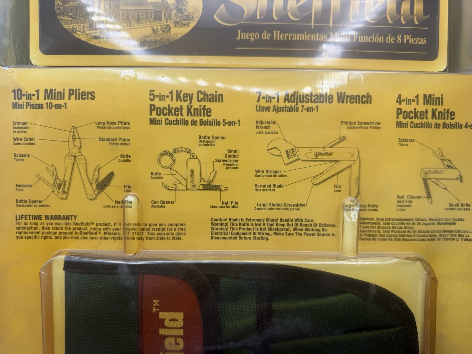 Sheffield 8 Pc Tool Kit Pocket Knife flashlight Pouch 12401 – New, Sealed W/ Box