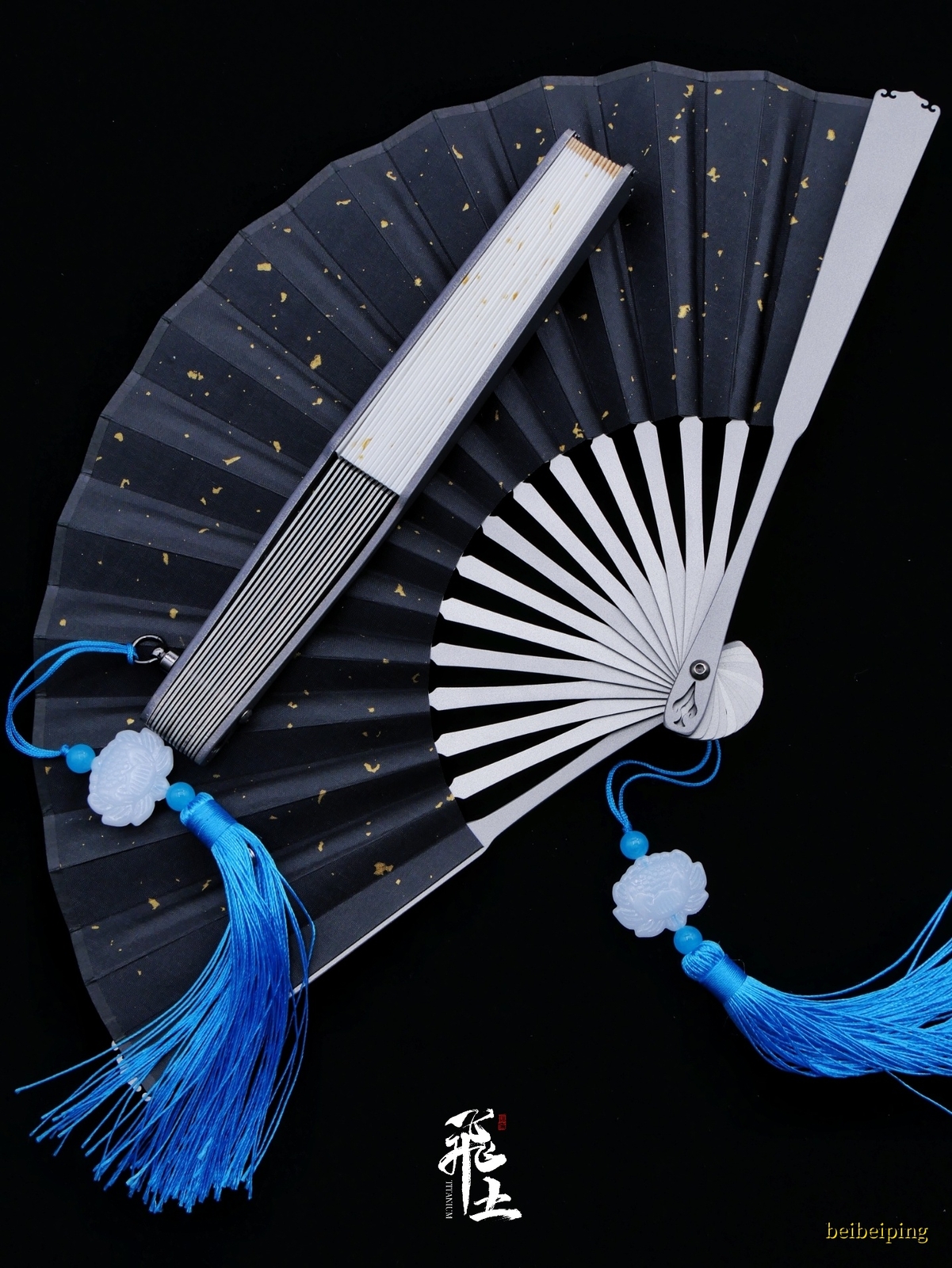 6” Titanium Alloy Folding Fan Martial Arts Portable Carving Kung Fu Tai Ji NEW