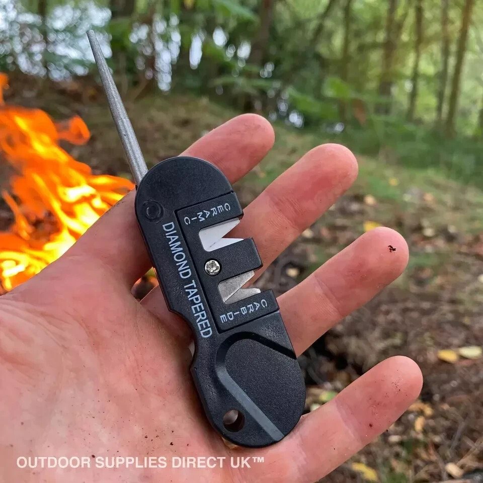 Portable Field Knife Sharper Pocket Two-Grit Sharpening Stone Bushcraft Camping