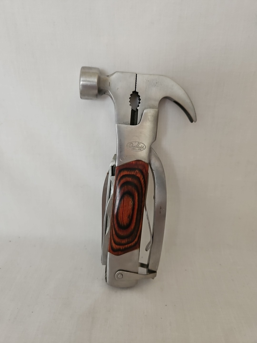 Sheffield 12913 The Hammer 14-In-1 Multi Tool Stainless Steel & Hardwood Handle