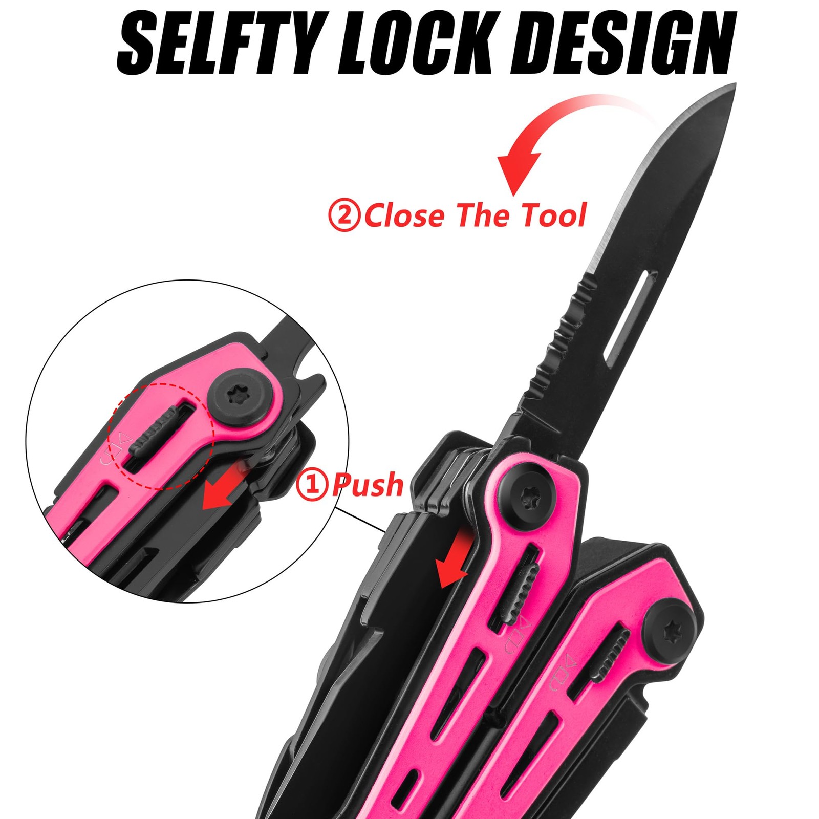 FLISSA 16in1 Pink Multi Tool Pliers, Gifts for Men Women, Stainless Steel EDC…
