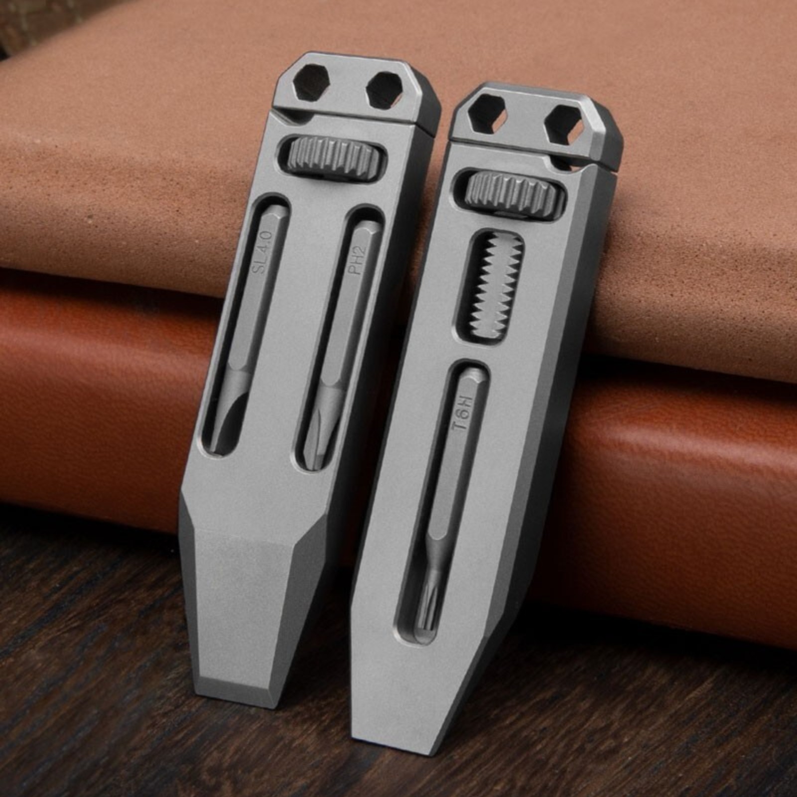 EDC Titanium Mini Multi Tools Adjustable Wrench Pocket Pry Bar Crowbar with Bits