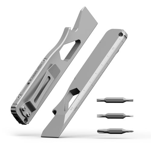 EDC Multitool Pry Bar Set – Titanium, Bottle Opener, Nail Puller, Hex Wrench, Po