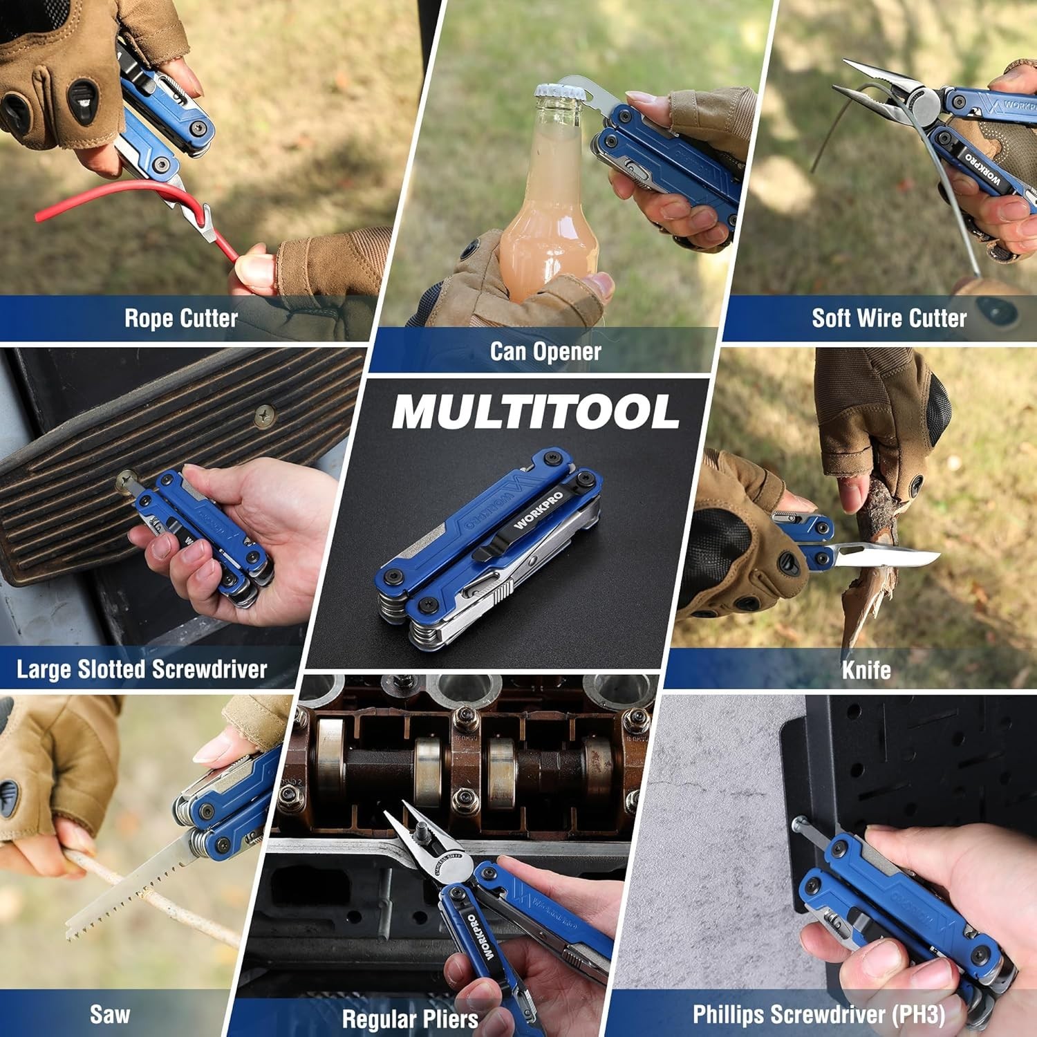 WORKPRO 18-in-1 Multi Tool Pliers, Gifts for Dad, Stainless Steel EDC Multitool