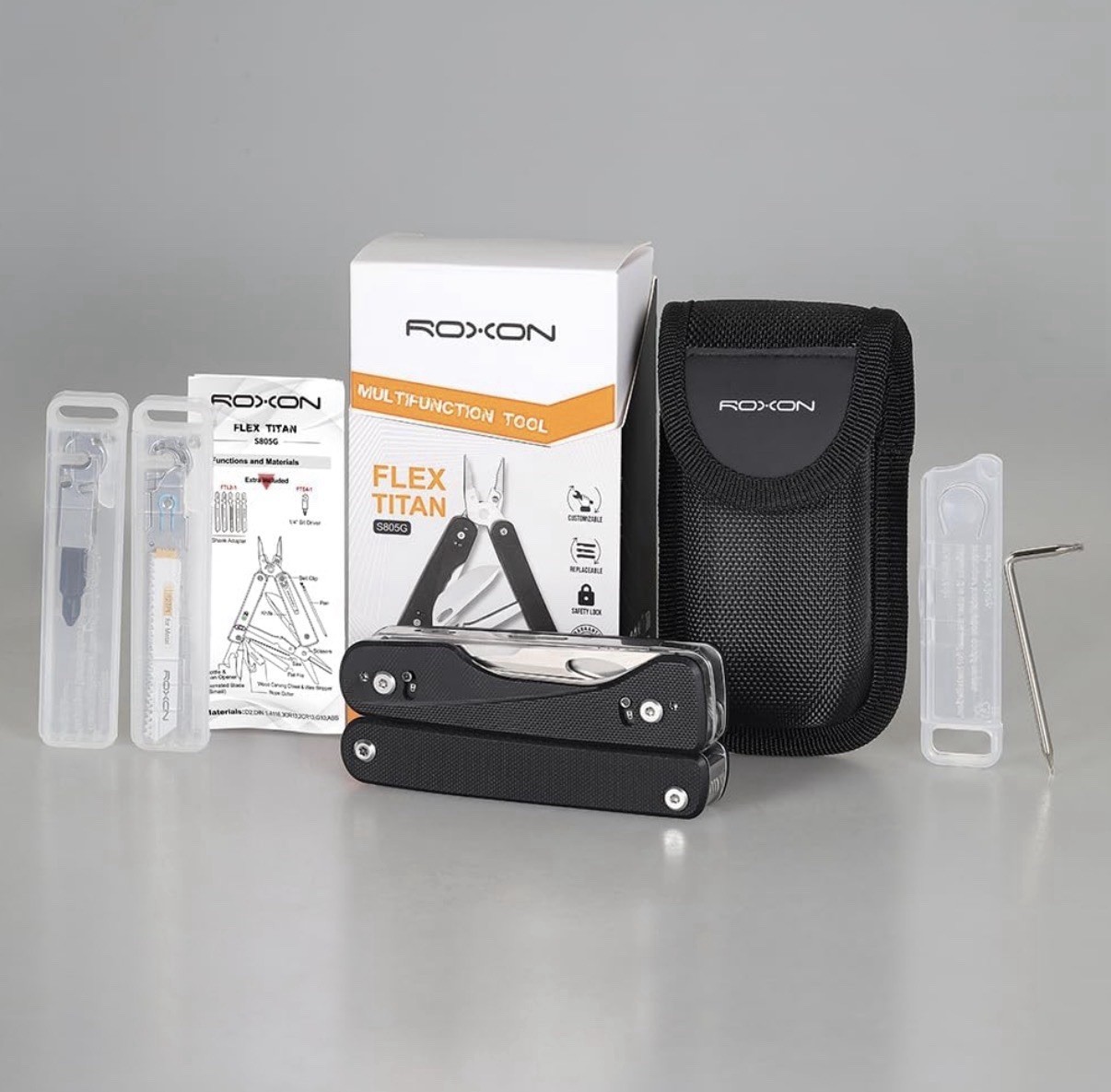 ROXON Flex Titan Multitool 16 Essential Tools With Black G10 Handles T Shank