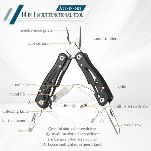 Mini Multitool Knife 12 in 1 Small Pocket Multi Tool with Knife and Pliers
