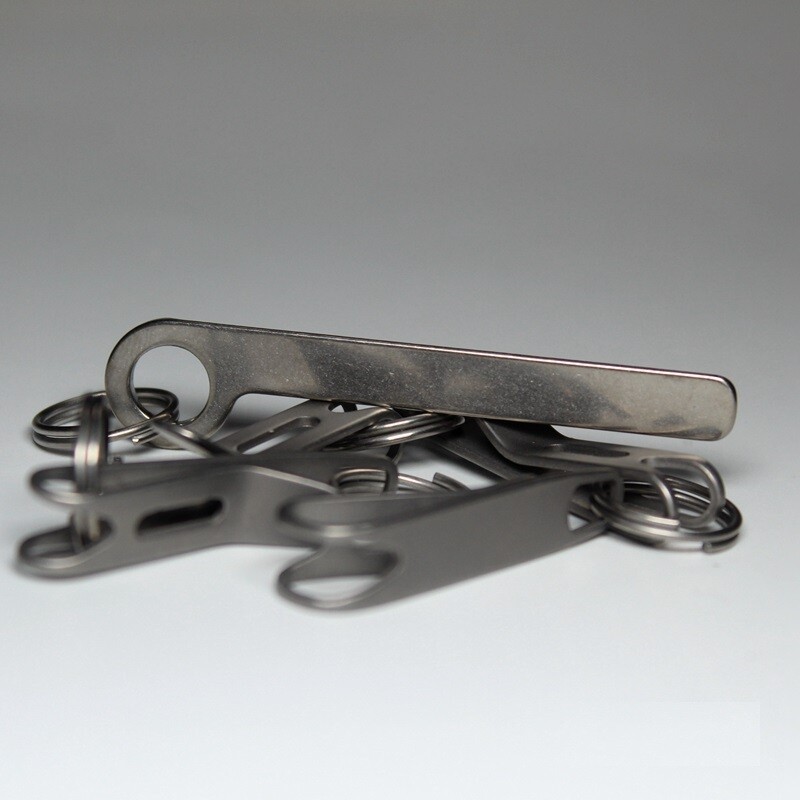 EDC Mini Titanium Ruler CM Inch Scale Keychain Pendant Key Ring Measuring Tool