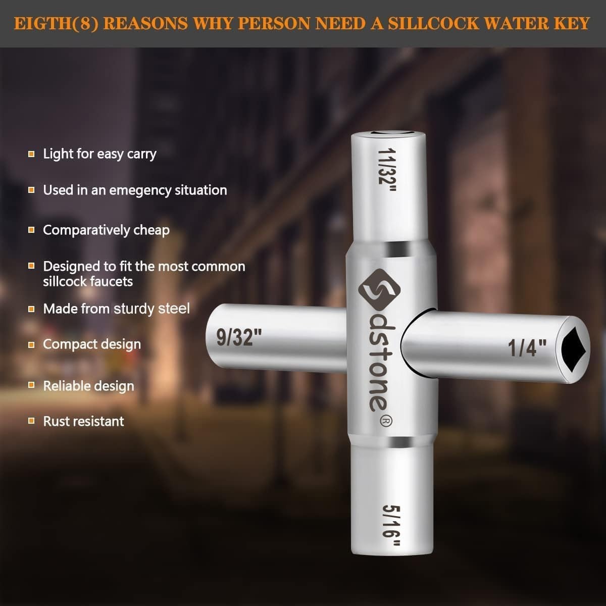 Versatile 4-Way Sillcock Key Tool – Durable 2 Pack with Multiple Wrench Sizes