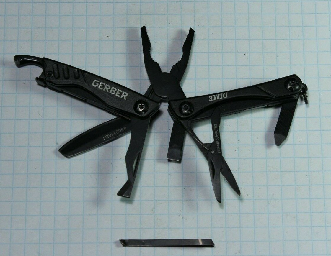 Good Condition Gerber Dime Keychain Multi-Tool Knife 10 Tools In One