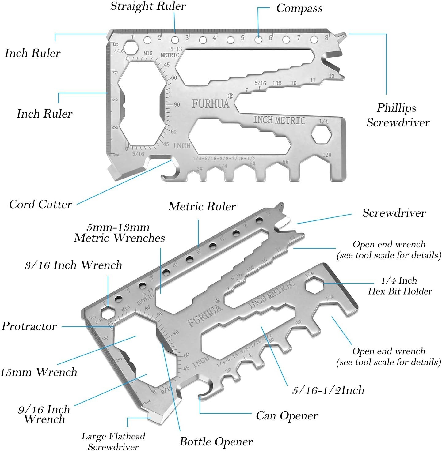 Multitool Credit Card Sized Pocket Tool 42-in-1 Wallet Multi Tool Card,thicker &