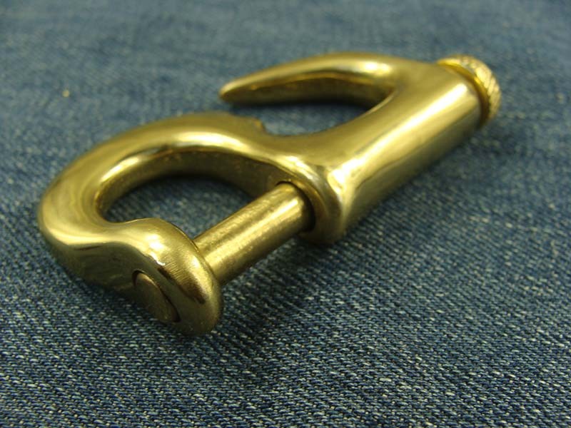 2pcs Solid Brass Quick Release Snap Hook Keychains Outdoor EDC Shackle Clasps