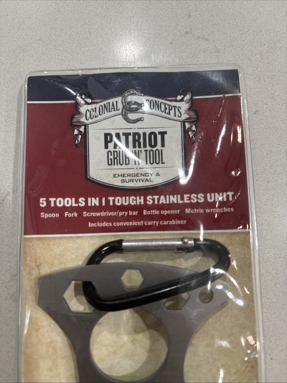 5 Tools in 1 Stainless PATRIOT GRUB N TOOL * Emergency & Survival Tool * NEW