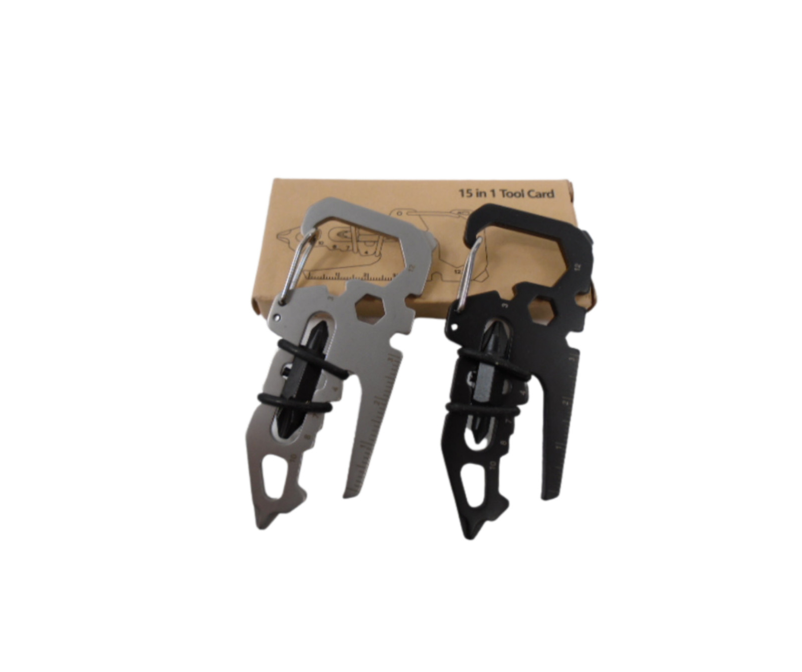 15 In 1 Multi Tool Card Stainless Steel Key Chain Clip EDC Ready