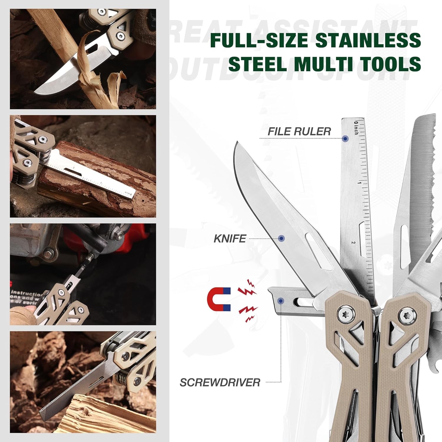 MOSSY OAK Multitool 22-in-1 Stainless Steel Plier Self-locking Knife Screwdriver