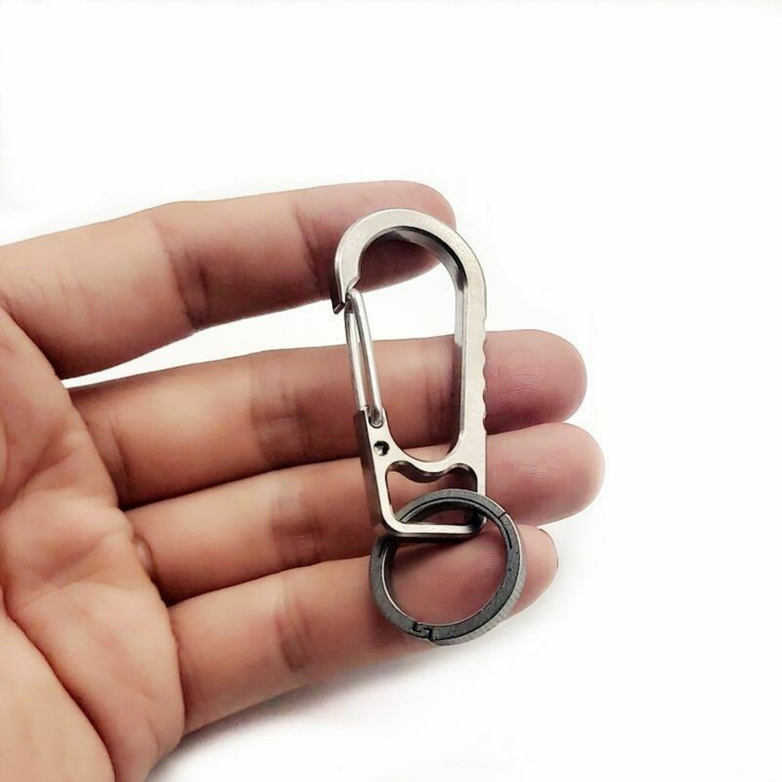 EDC TC4 Titanium Alloy Keychain W/ Key Ring Portable Hanging Spring Buckle Tool