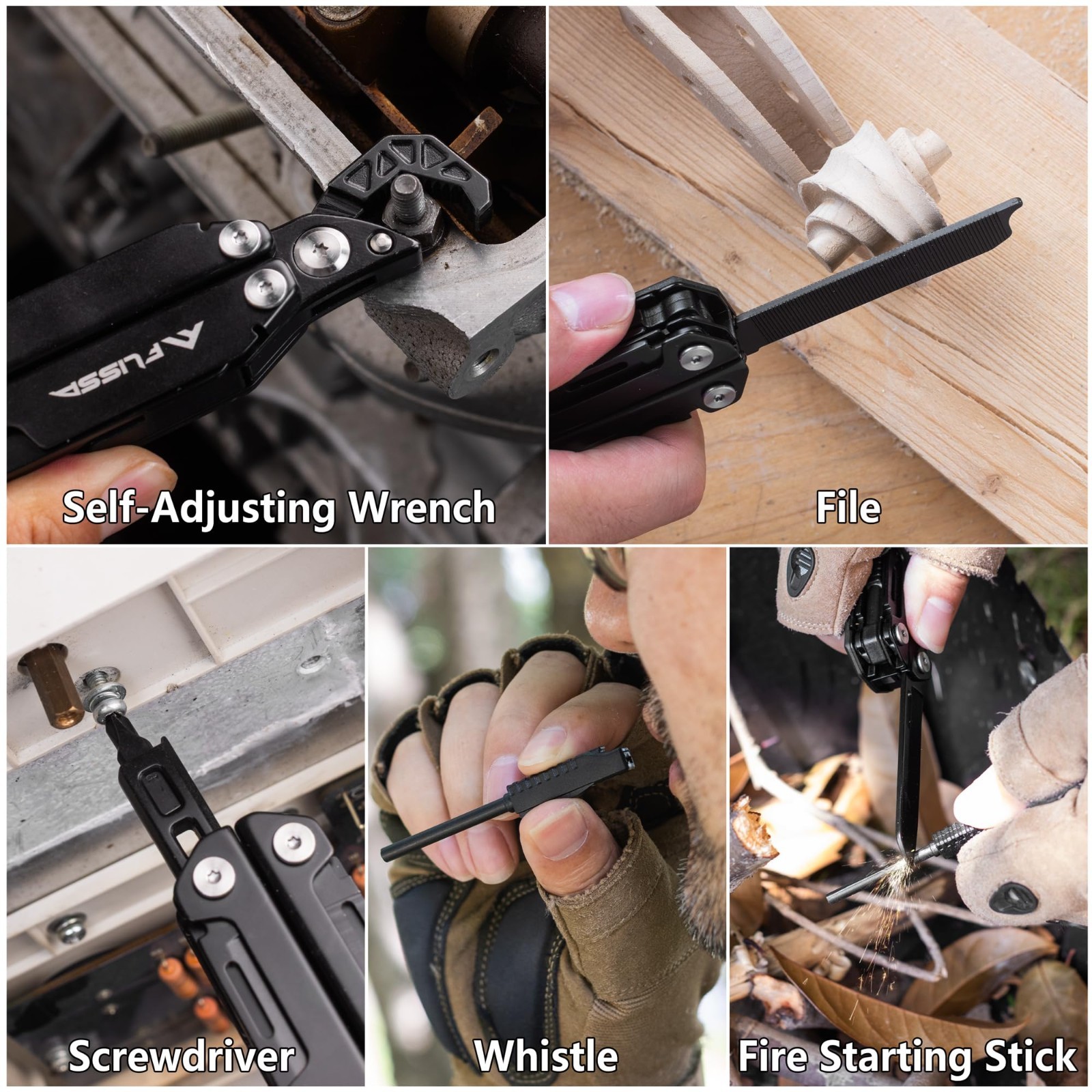 16-in-1 Multitool Wrench – EDC Pocket Tool with Knife, Screwdriver, Saw & File f