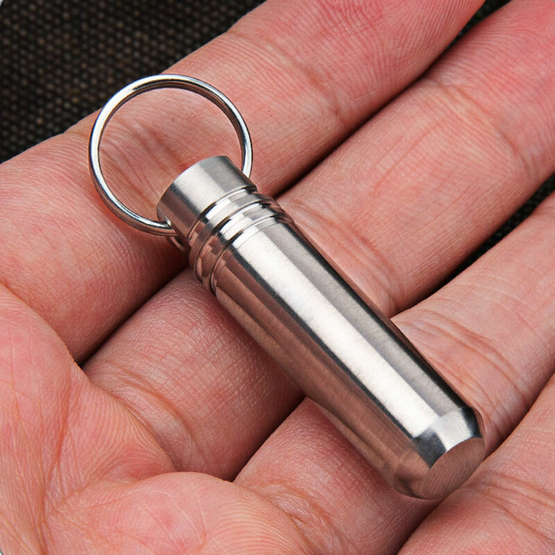 EDC Mini Titanium Alloy Keychain Waterproof Box Sealed Container Outdoor Storage