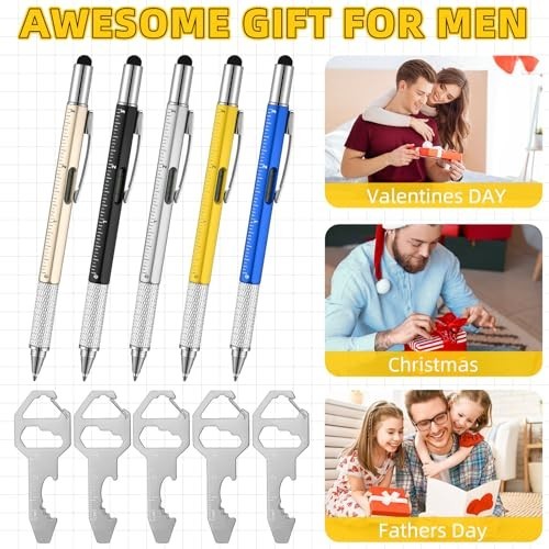 30 Pcs Multi-Tool Gift Set for Men – 6-in-1 Screwdriver Pens & Keychain – Perfec