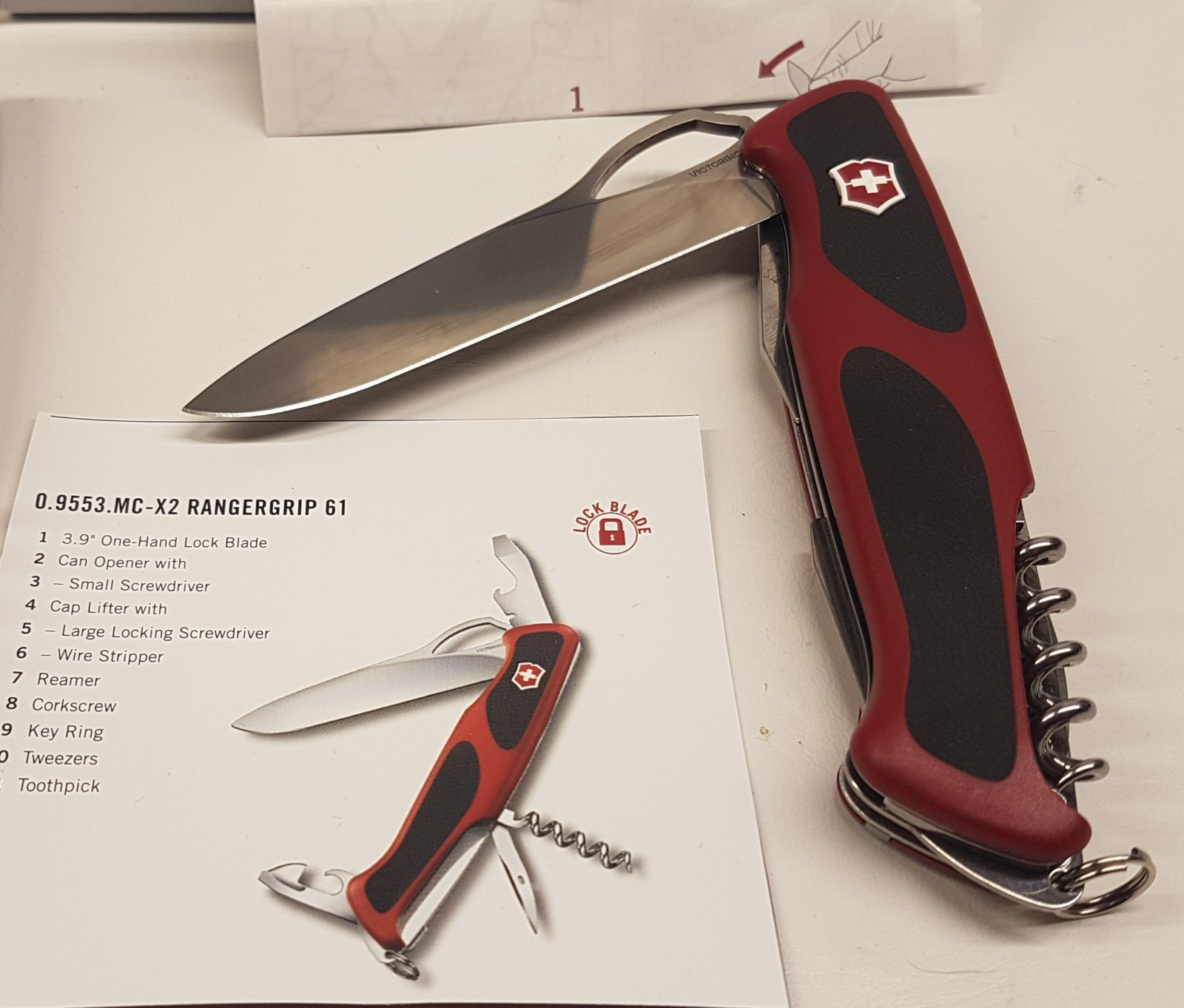 Victorinox Swiss Army Knife RangerGrip 61 Red / Black NOS 1 without BOX