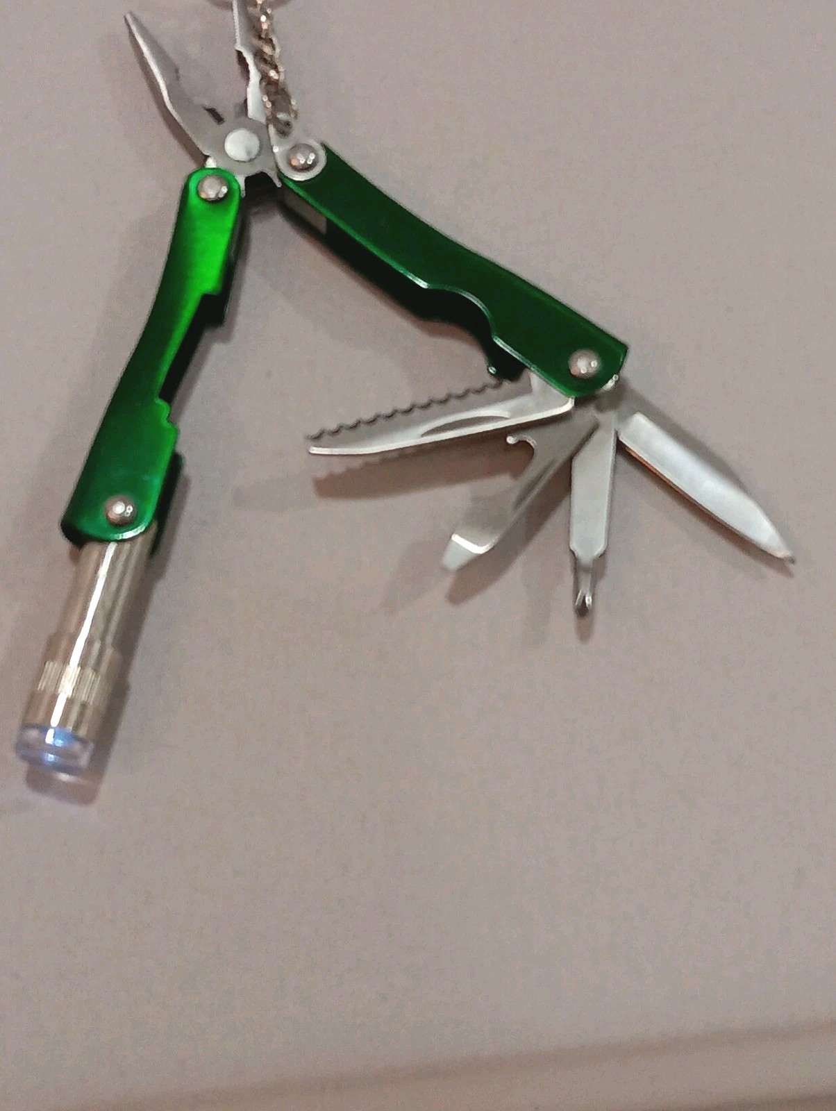 Cabela’s Mini Multi-Tool Pocket Knife Green Keychain With LED Light Multi Tool