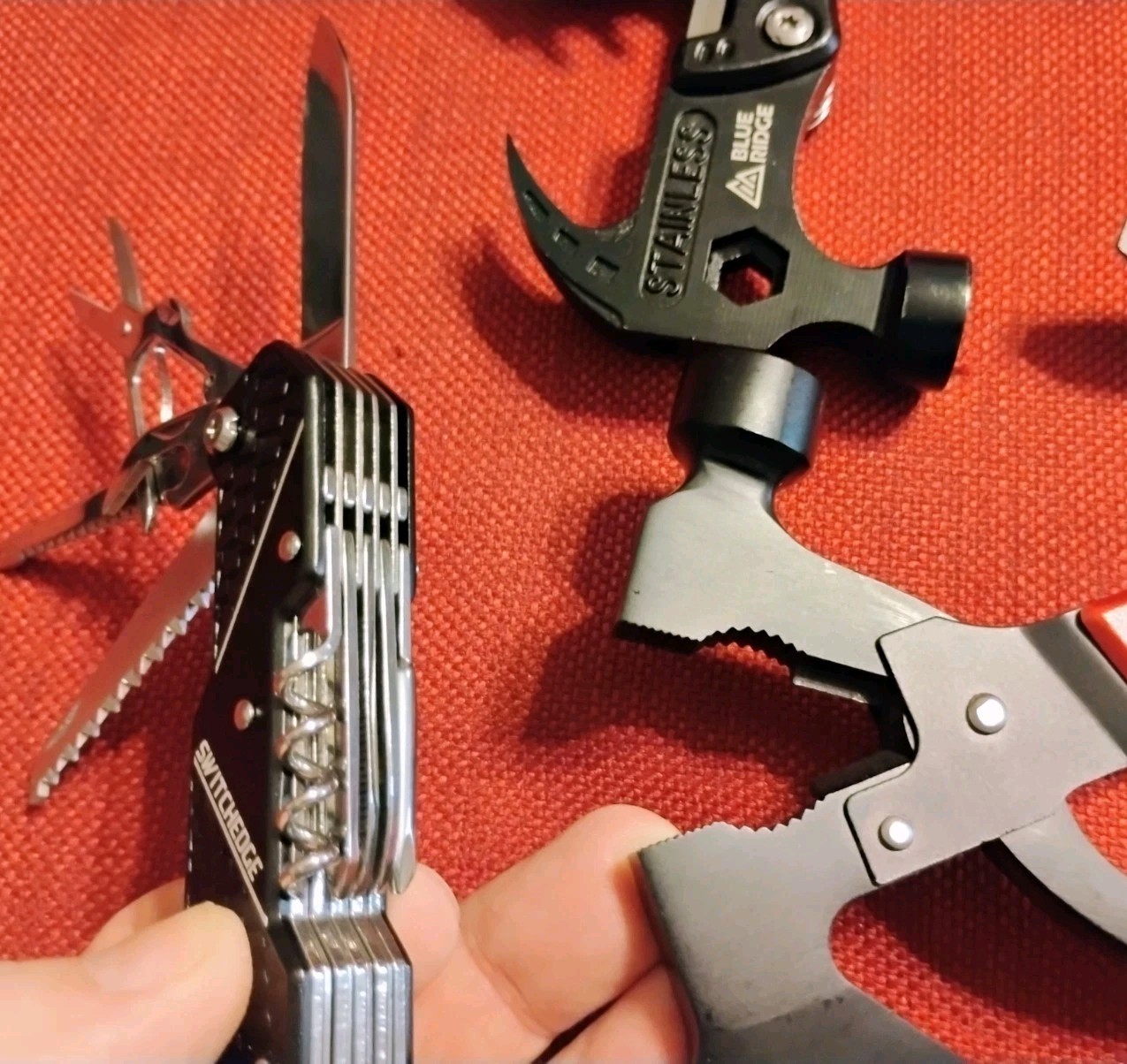New multitool knife 3pc lot: Blue Ridge hammer & hatchet, camping EDC survival
