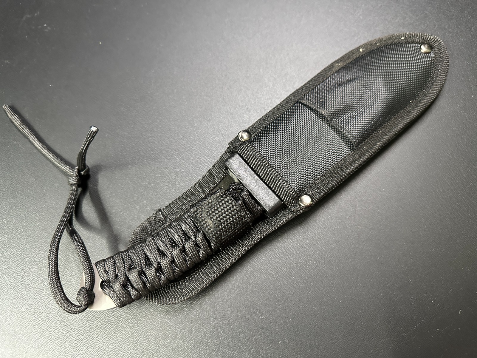 Ozark Trail Fixed Blade Knife w/ Black Paracord Wrapped Handle and Sheath