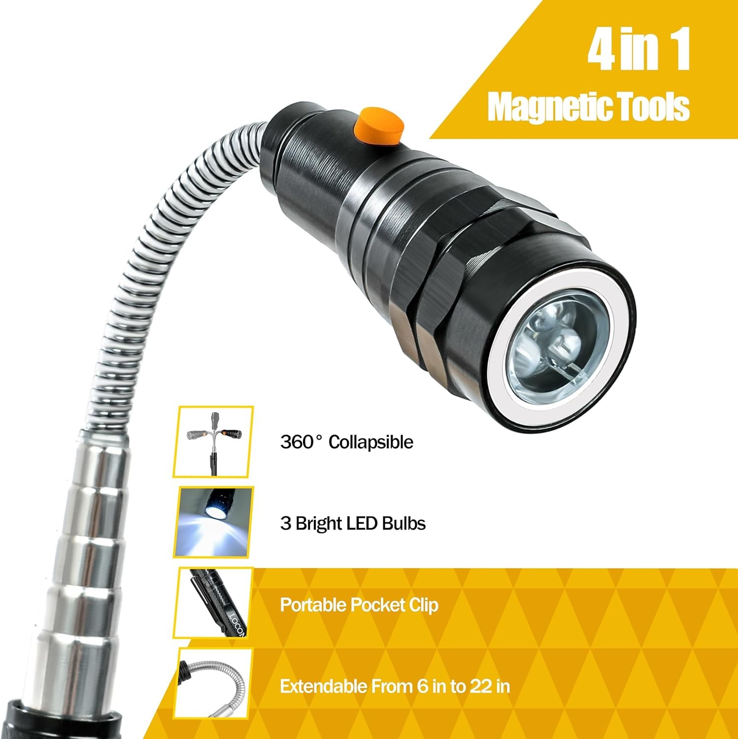 Magnetic Pickup Tool with LED Lights, Telescoping Magnet Flashlight, Cool Gadget