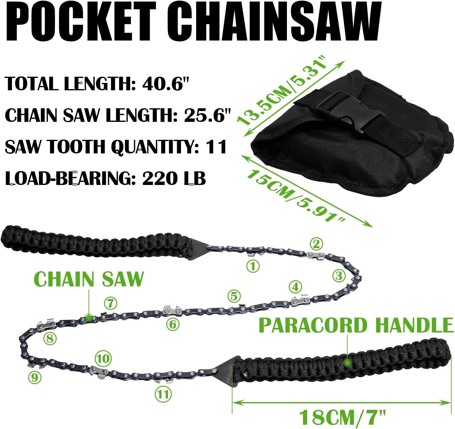 Versatile Pocket Chainsaw & Hand Auger – Perfect for Hiking & Bushcrafting