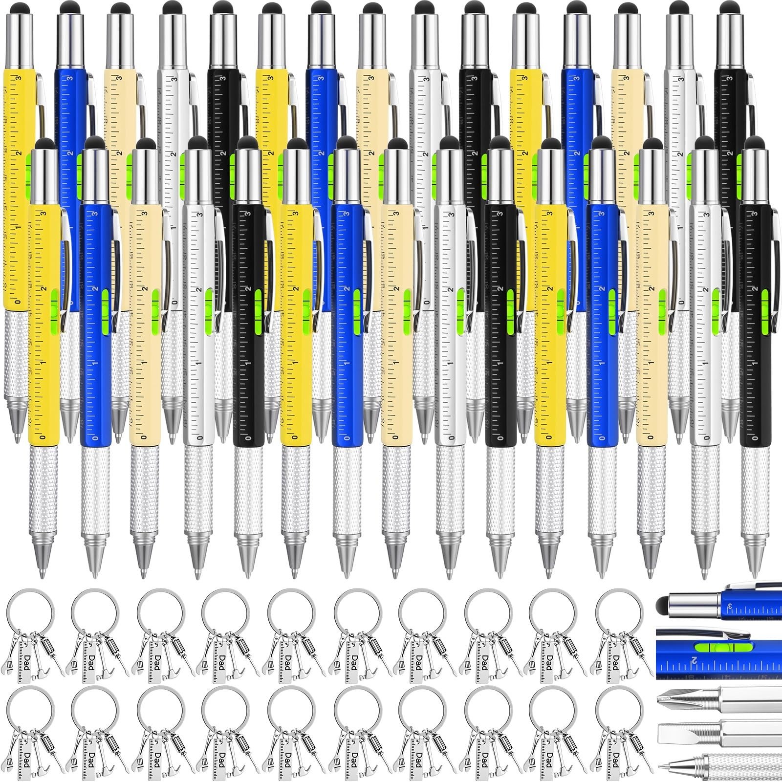 40 Pcs Multi Tool Gifts for Men – 6 in 1 Screwdriver Pen, Keychain, EDC Gadgets