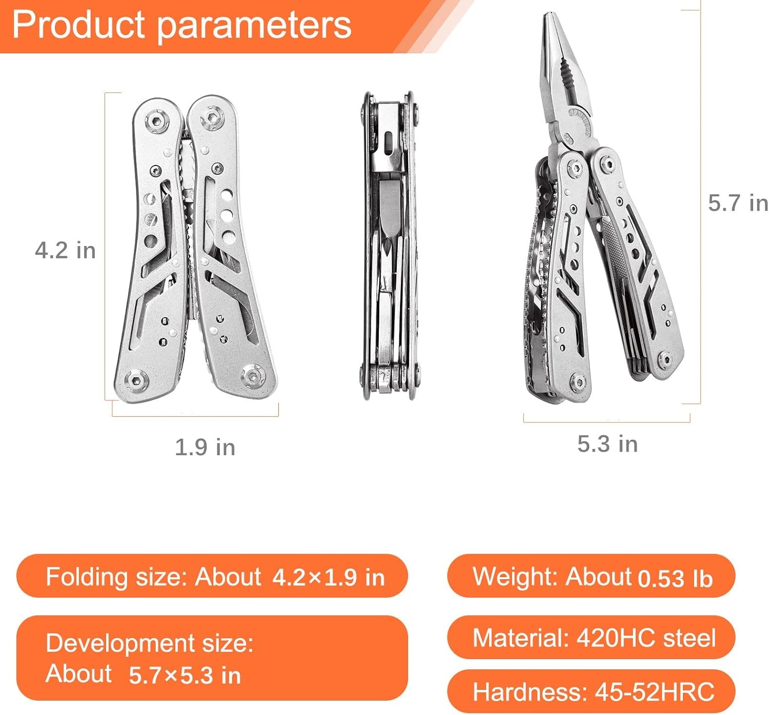 24-In-1Multitool Pocket Knife Professional Stainless Steel Multitool Keychain wi