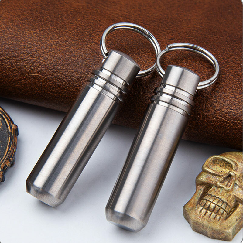 EDC Mini Titanium Alloy Keychain Waterproof Box Sealed Container Outdoor Storage