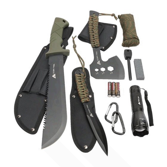 Ozark Trail 12 Piece Camping Tool Set with Flashlight and Machete