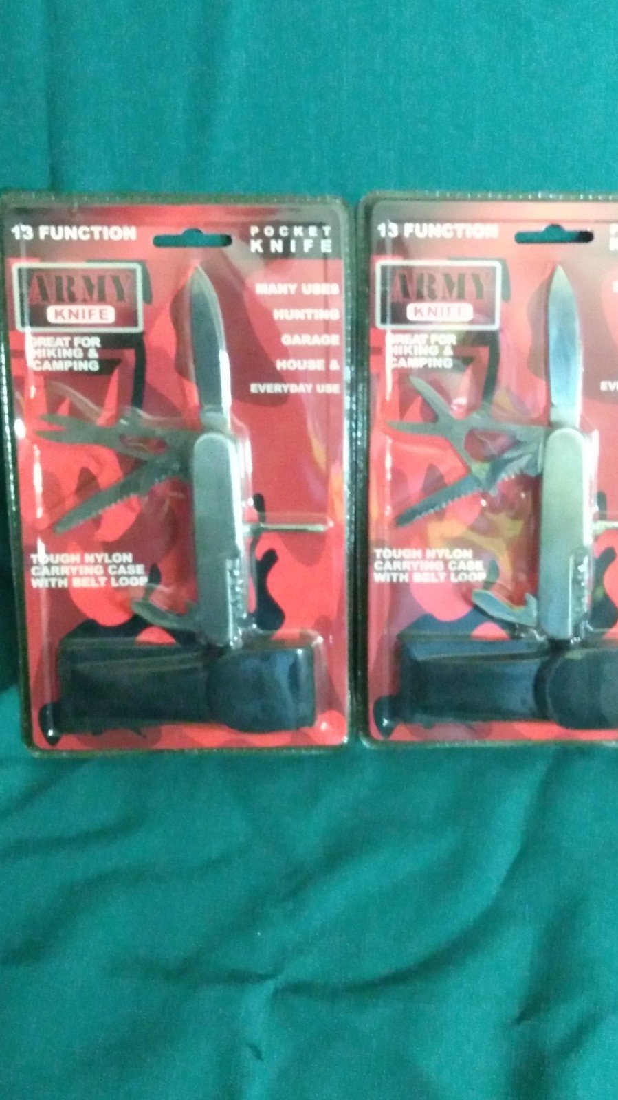 (2) Army Knife 13 Function Multi-Tool Stainless Steel Silver Black w/ Nylon Case