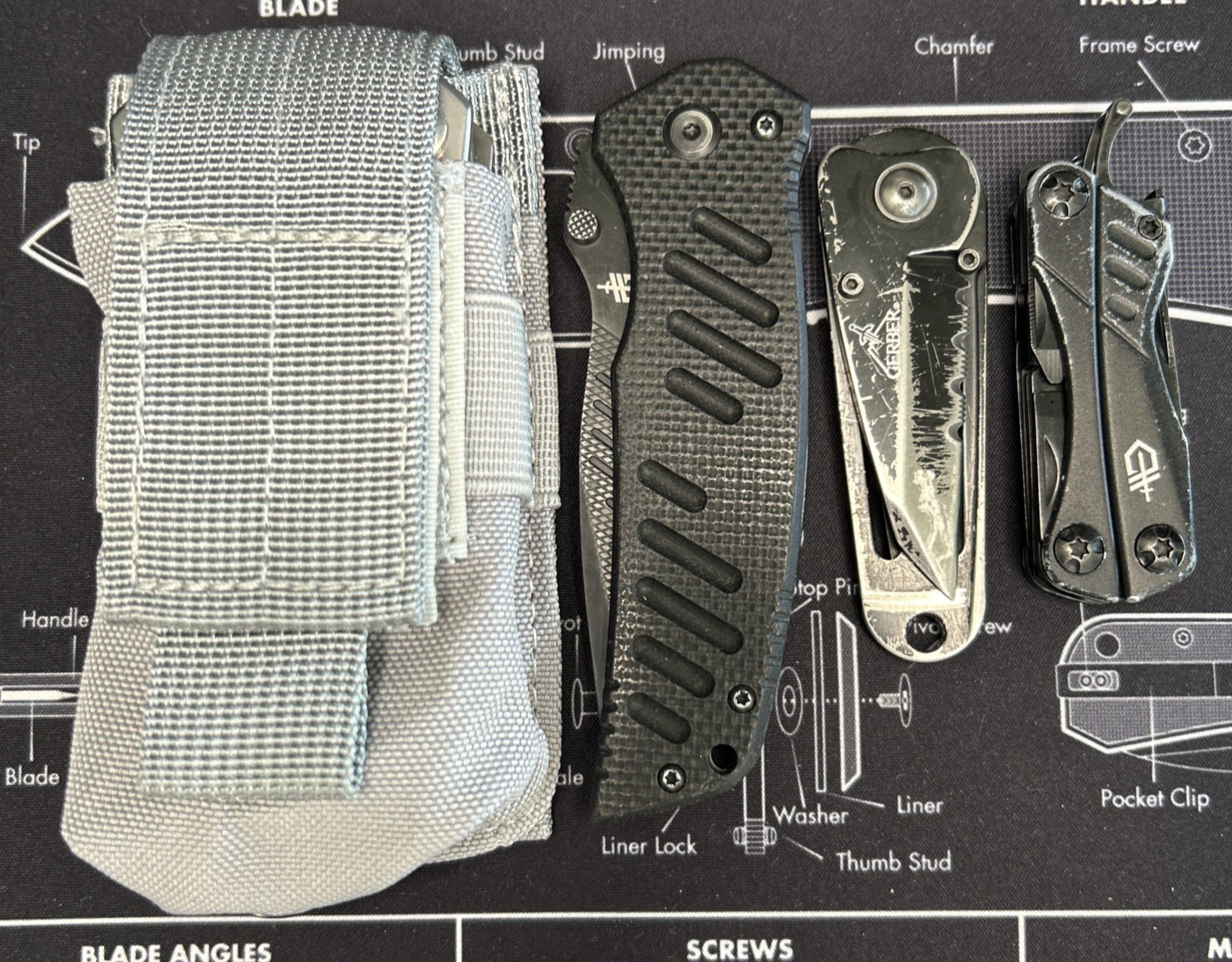 Gerber 1 Suspension W/Sheath / 1 Ridge/ 1 Swagger/ 1 Dime Compact Lot Of 4 GUC