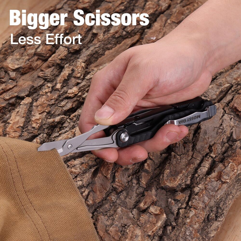 Mossy Oak 12in1 Pocket Multitool Folding Knife Scissor Bottle Opener Screwdriver