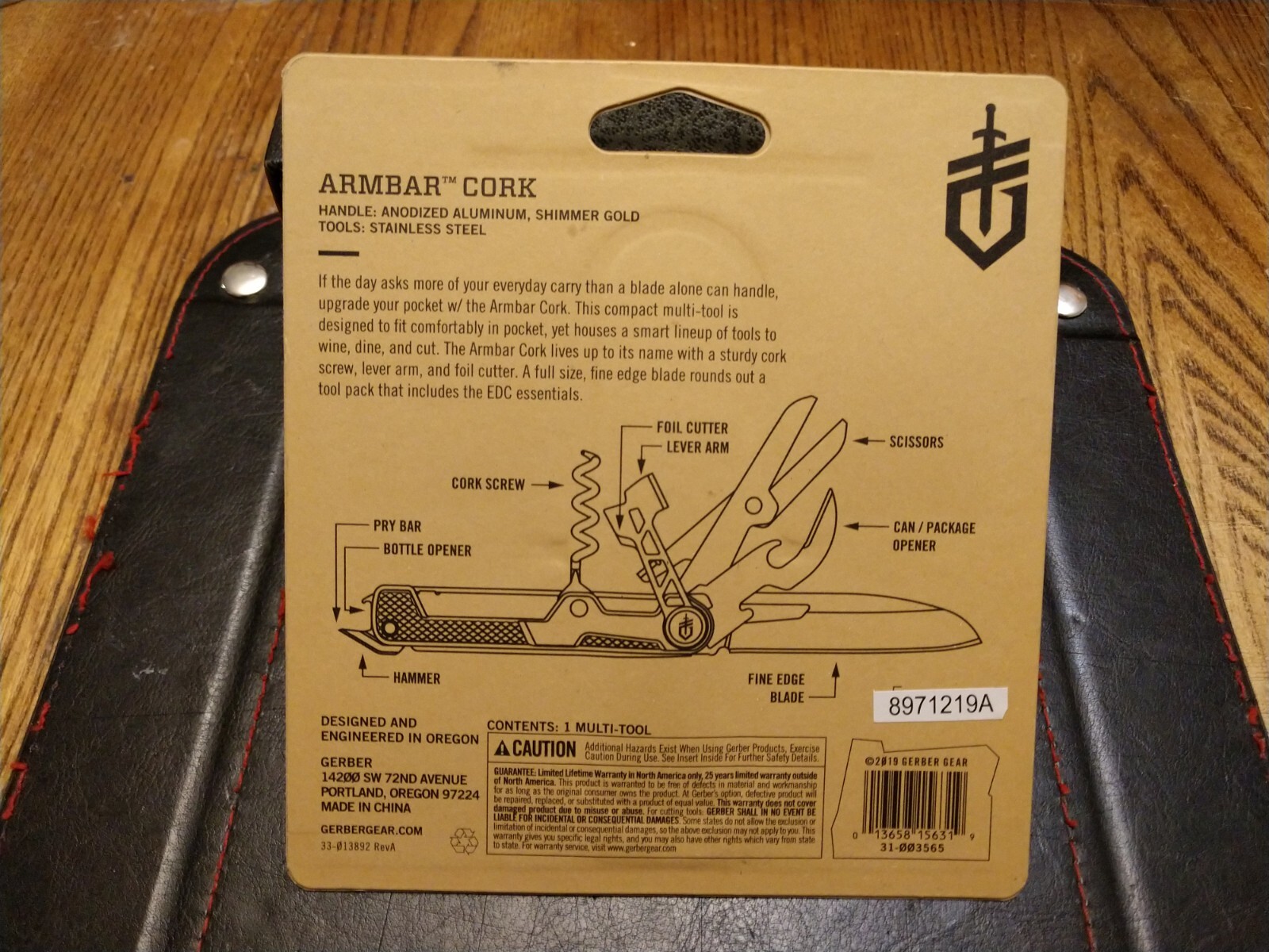Gerber Armbar Corkscrew Multi Tool 8 Tools N 1 Stainless Steel 3.1 O.Z.