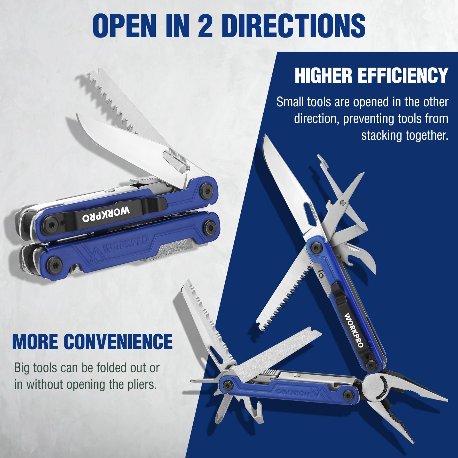 18-in-1 Multi Tool Pliers, Stainless Steel EDC Multitool with Knife, Safety Lock