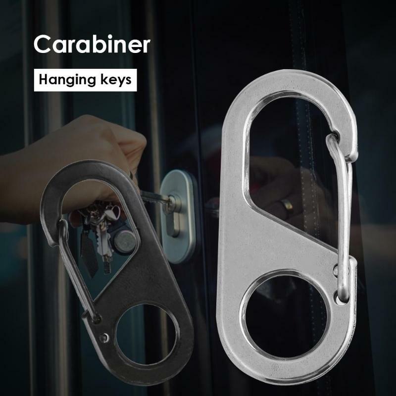 2pc Stainless Steel Carabiner Key Chain Clip Snap Hook Quickdraw Camping Keyring