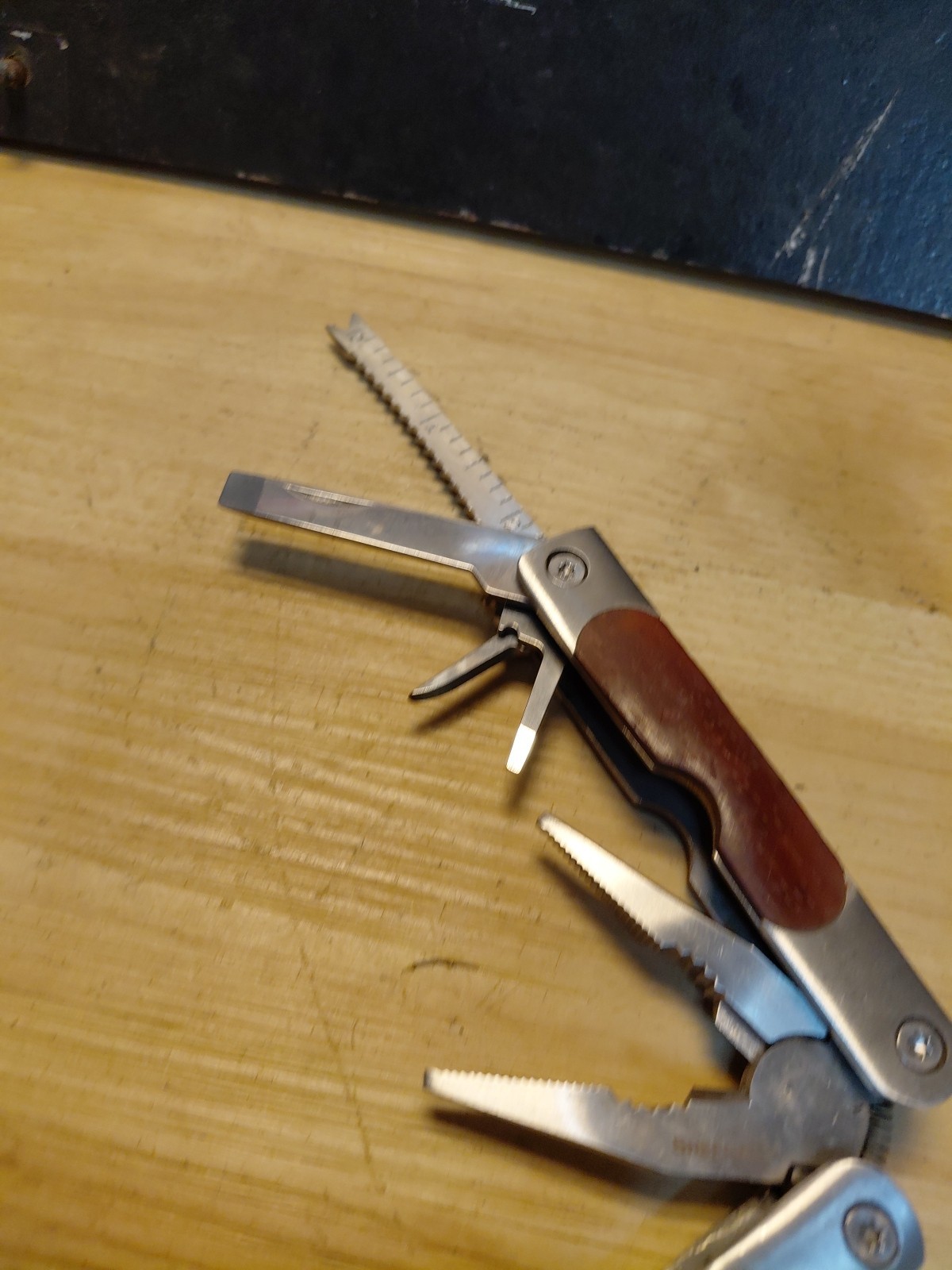 Sheffield 12-In-1 Multi Tool w/ Hardwood Handle Pliers Knife Blades Screwdrivers