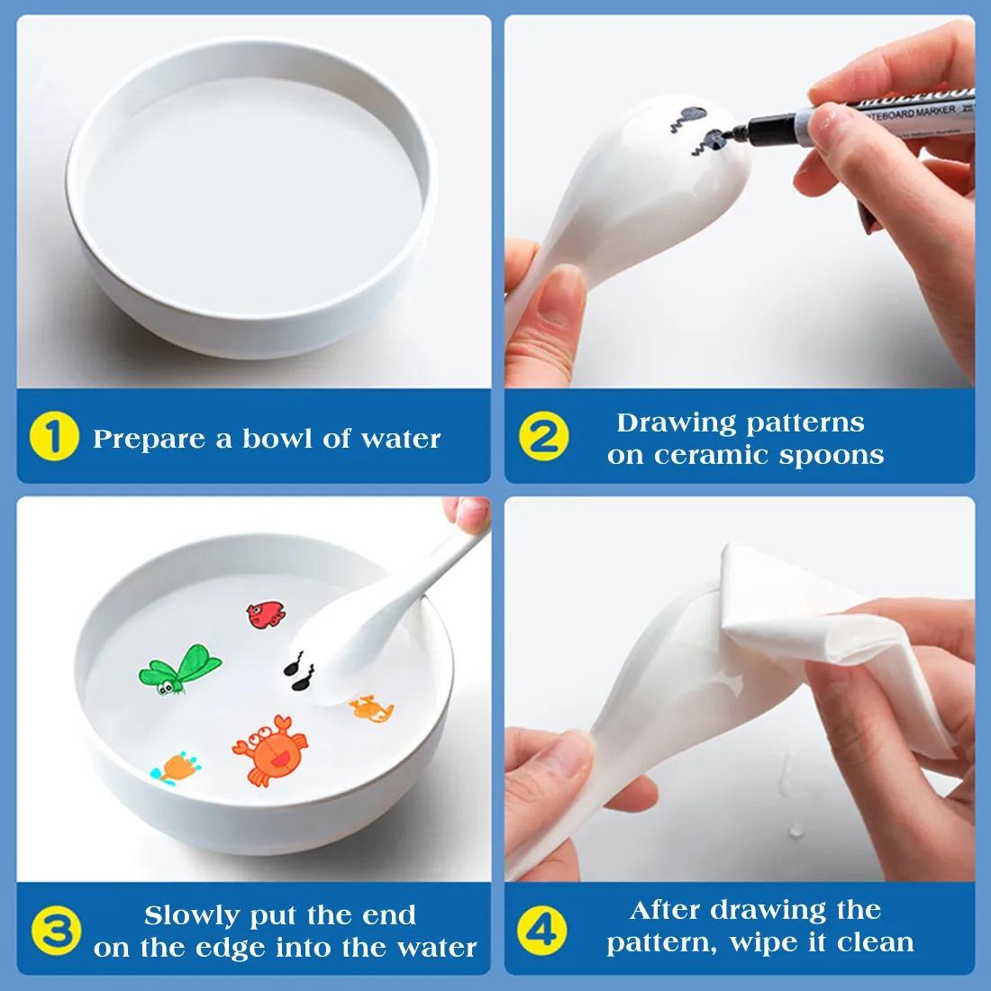 Water Floating Pens with Spoon, Magical Ink Art Set for Kids, Graffiti Drawing C