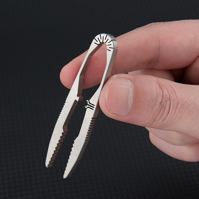 EDC Titanium Snap Tweezers Flat Head Clip Portable Outdoor Keychain Small Tool