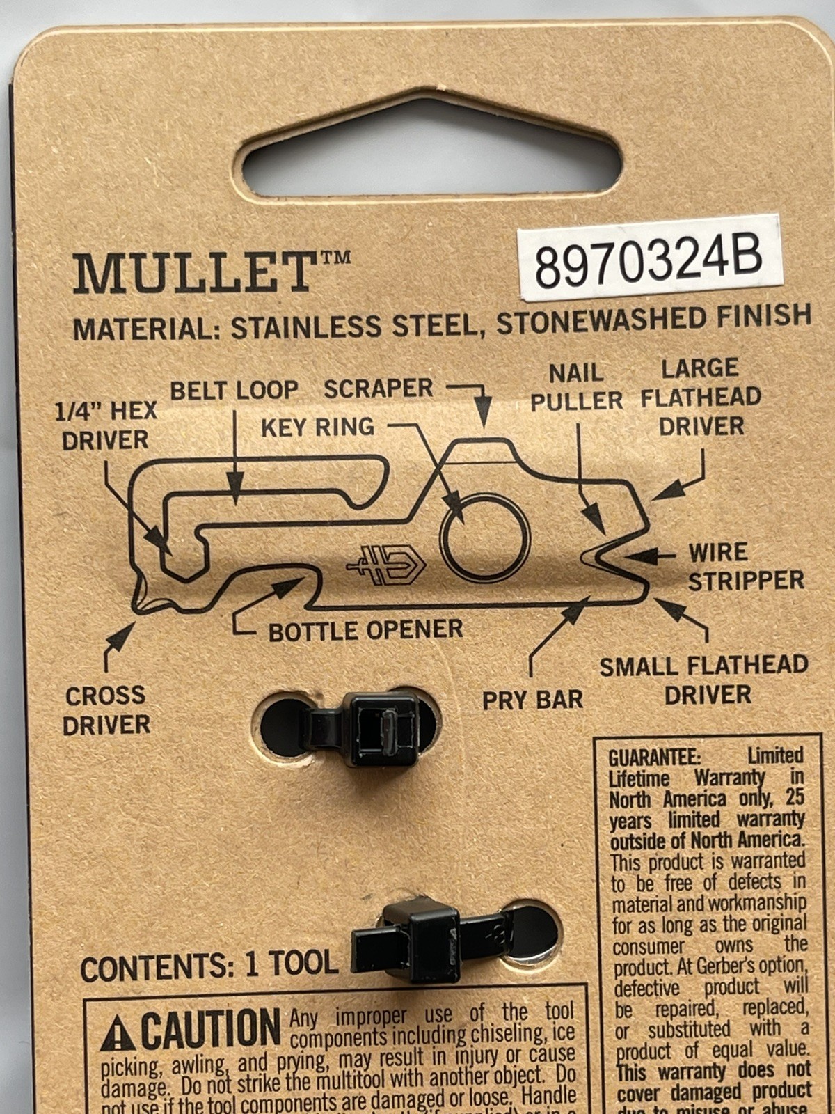 Gerber Mullet Keychain Multi Tool 9 in 1 Belt Loop Carry Travel Friendly