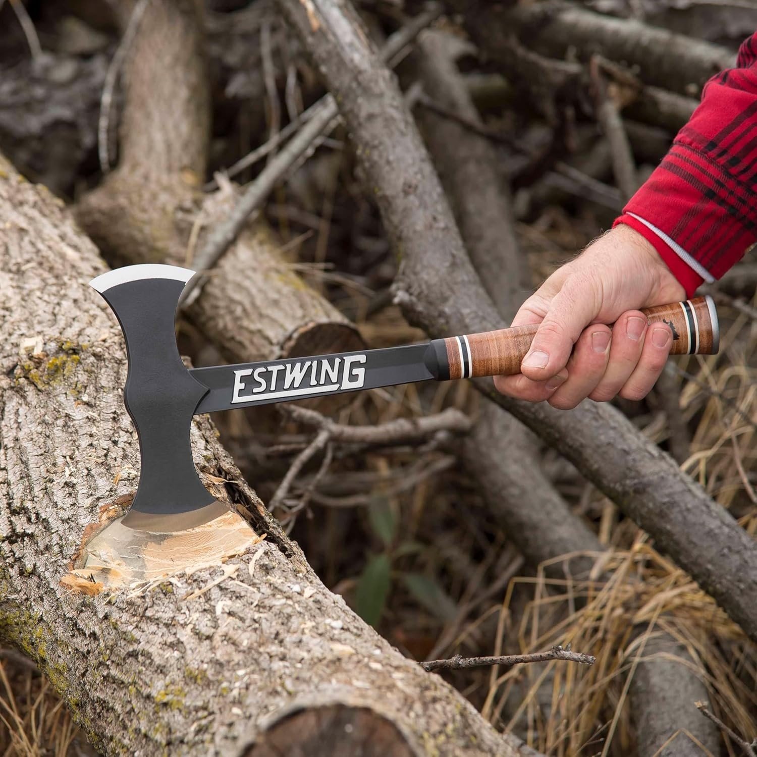 Double Bit Axe – 38 oz Made Wood Spitting Tool with Forged Steel Constructio…