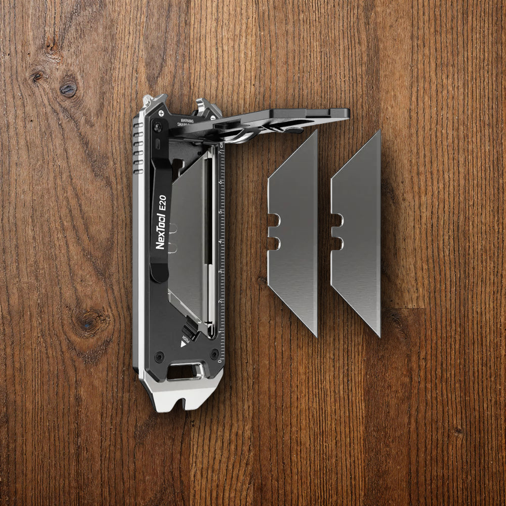 NexTool Explorer E20 Multi Tool w/Replaceable SK5 Blade Black Aluminum Handles