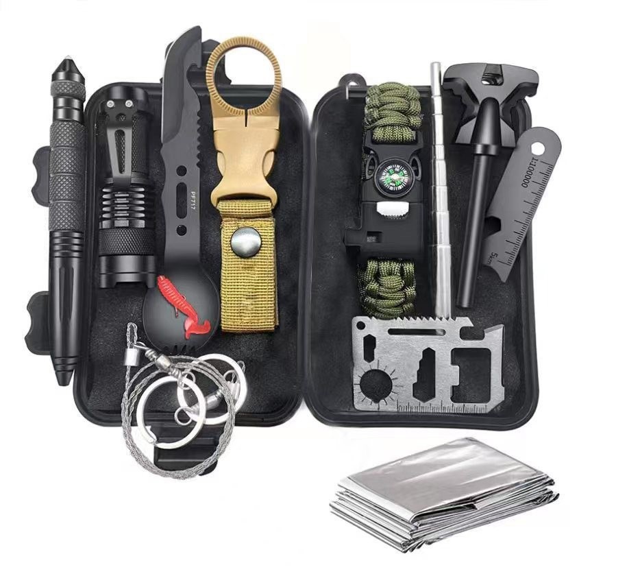 Outdoor Survival Equipment Tool Set, Exploration, Self-Defense and First Aid Kit