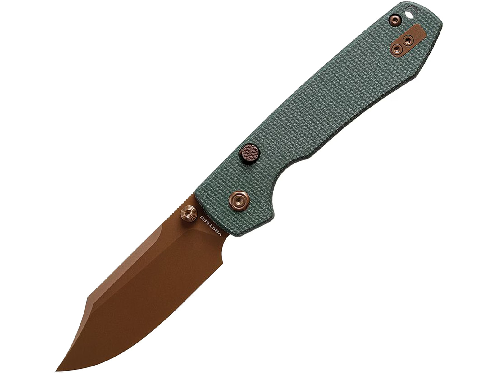 Vosteed Raccoon Top Liner Lock Pocket Knife 3.25″ Bowie Sandvik 14C28N Copper