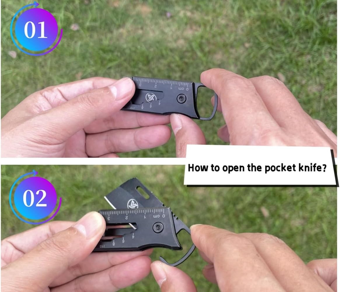 KNIFE Multi-Function Keychain Knife with Wrench,Pry Tool,Bottle Opener and Can O