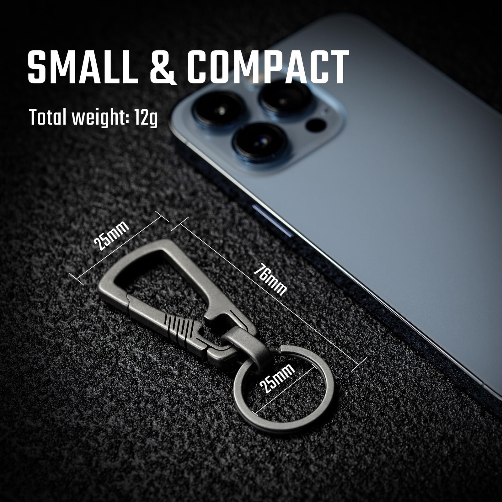 EDC Titanium Key Clip, Carabiner Keychain Organizer, Silver