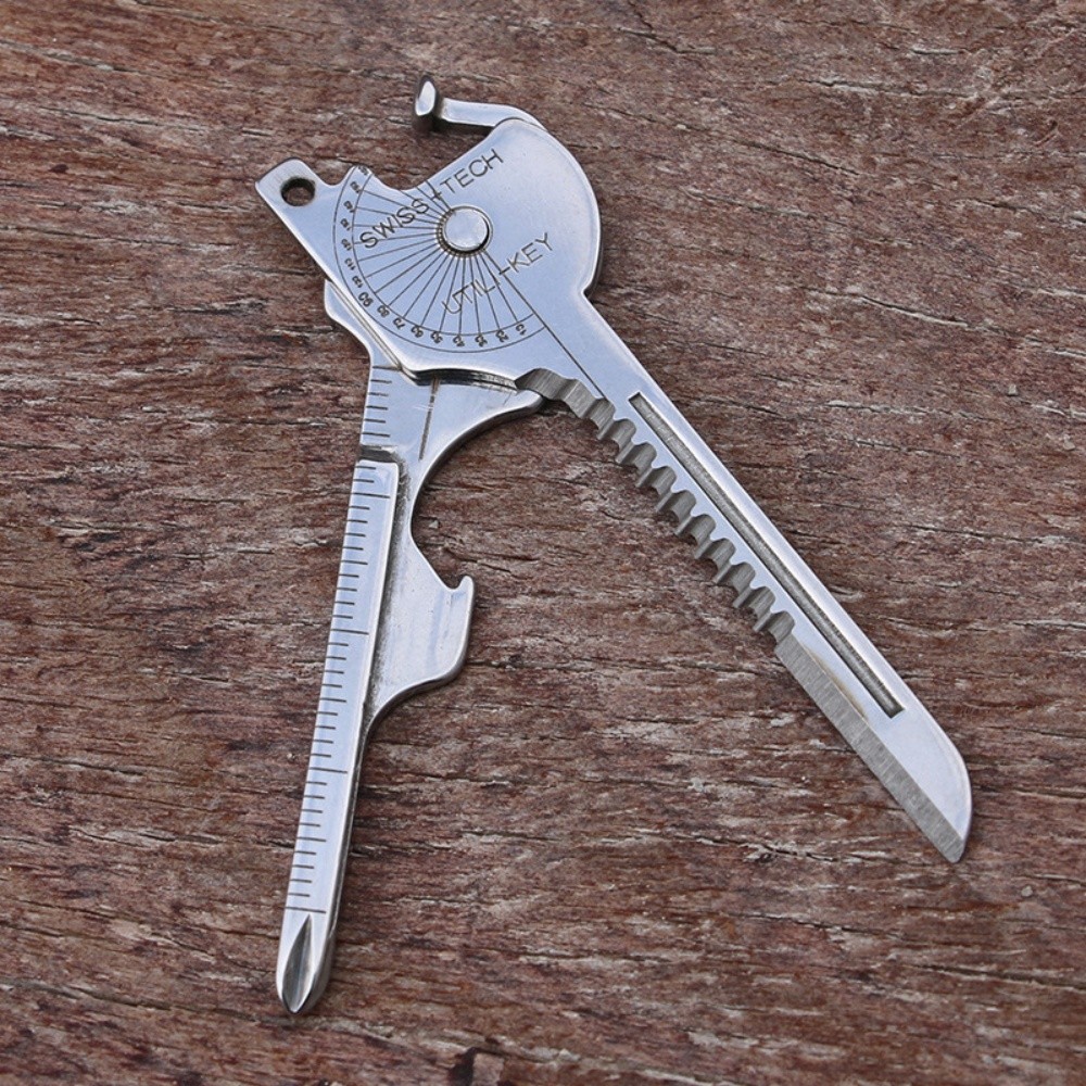 6 in1 Keychain Keyring Multi Tool Stainless EDC Screwdriver Opener Camping Tool