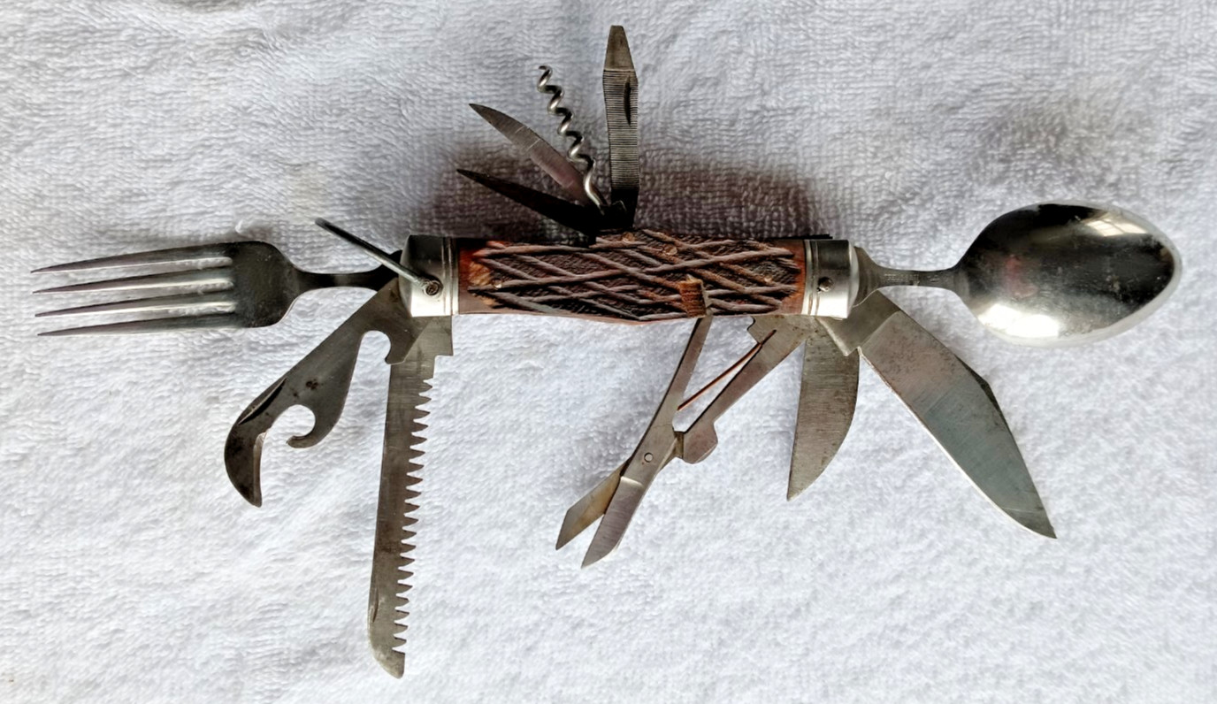 Vintage Hobo Multi-Tool Camping Knife Stainless Utensils & Survival Tools JAPAN